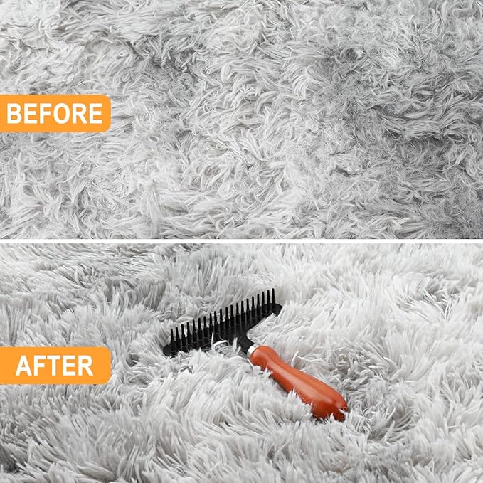 Hand Held Carpet Rake, Making Carpets Fluffy Again, Clean Hair, Let Carpet Restore Softness (Iron, Black)