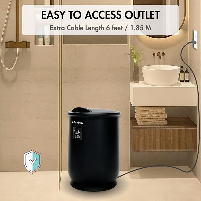 Towel Warmers Ultra Large Capacity Bucket Style 450W for Bathroom ETL FCC Certified Fits up to Two 40"x70" Towels, Blankets, Bathrobes with Auto Shut Off (Black)