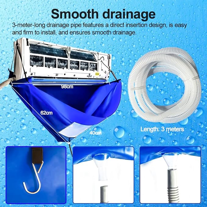 Ac Cleaning Bag With Support Rods, Air Conditioner Cleaning Kit with Strong Washing Tool, Ac Cleaning kit, Minisplit Cleaning Kit, Air Conditioning Water Bag Kit Universal for Home AC Cleaning
