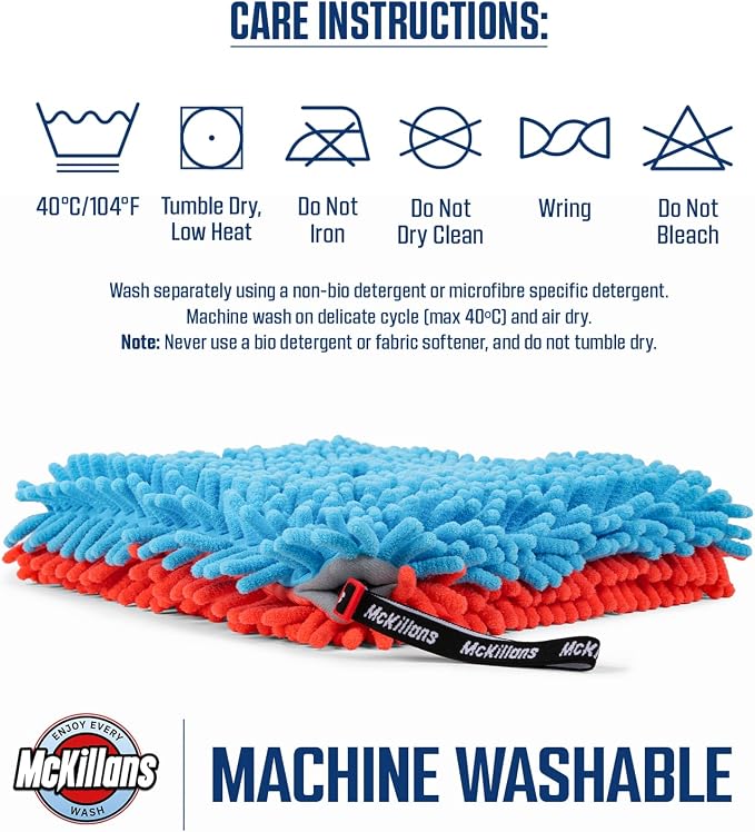 McKillans® Dual-Color Car Wash Pad - Pack of 2 - Scratch Free -10"x10" - Wrist Strap - Soft Chenille Microfiber Car Wash Sponge - Car Washing Washpad- Detailing, Car Cleaning Wash Rag (Pack of 2)