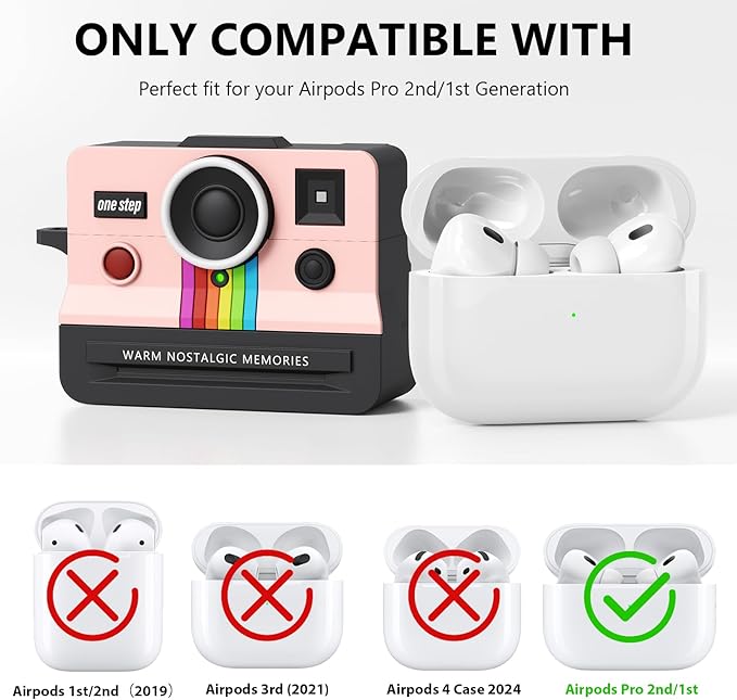 VISOOM Retro Case for AirPods Pro 2 Case Cute Cover Women,Pink Airpod Pro Cases Silicone Air iPods Pro 2 1 Generation Case with Cleaner Kit Compatible with Apple Airpods Pro 2nd 1st Gen