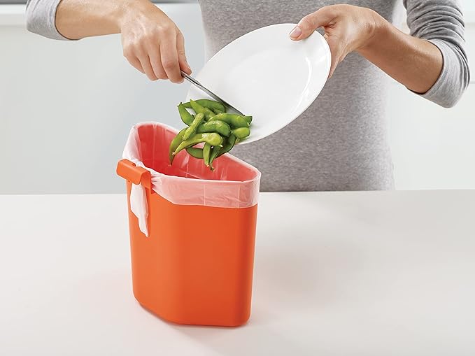 Joseph Joseph 30107 Mountable Compo 4 Food Waste Easy-Fill with Adjustable Air Vent Caddy, 4-Liters (1 US Gallon), Graphite & Intelligent IW2 Bin Liners Custom Fit Bags for Food Waste Caddy 1 Gallon