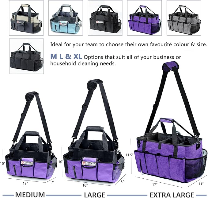 Large Cleaning Caddy for Cleaning Suppliers Organizer,15" Storage Organizer for House Clean Essential, Wearable Cleaing Bag, Storage Caddy for Housekeeping