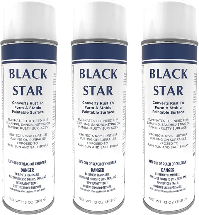 BLACK STAR Rust Converter - Converts Rust on Any Steel Surface – 3 Aerosol Spray Cans