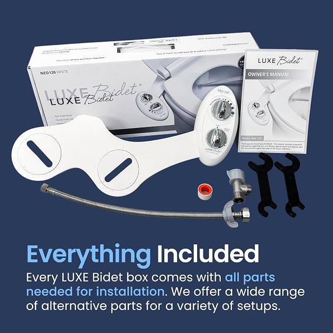 LUXE Bidet NEO 120 - Value 2-Pack Bidet Attachments, Self-Cleaning, Non-Electric (White & Blue)