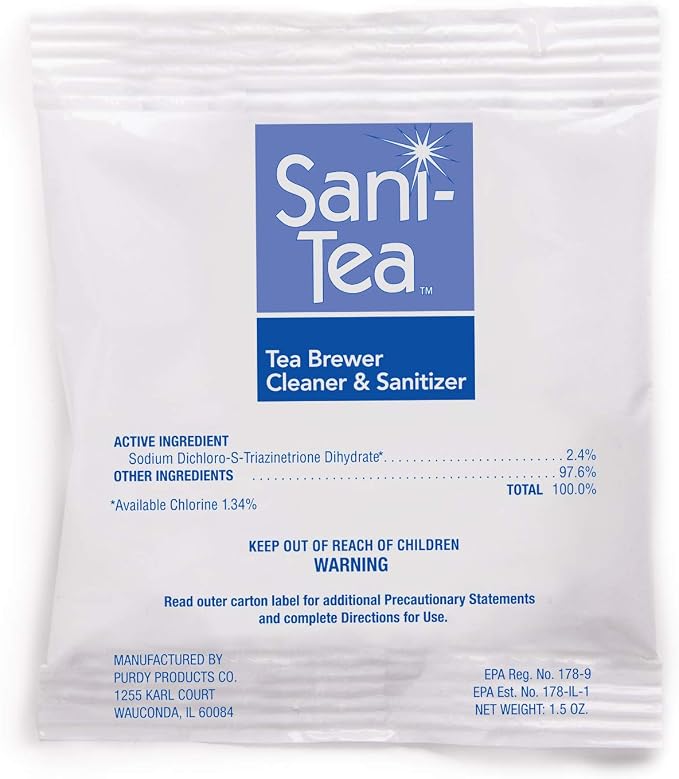 Stera Sheen Sani-Tea - 1.5 Ounce Packets - Tea Brewer, Dispenser Cleaner and Sanitizer - Remove Tea Residues and Oils, Ensure Food Safety, 80 Packets Per Case