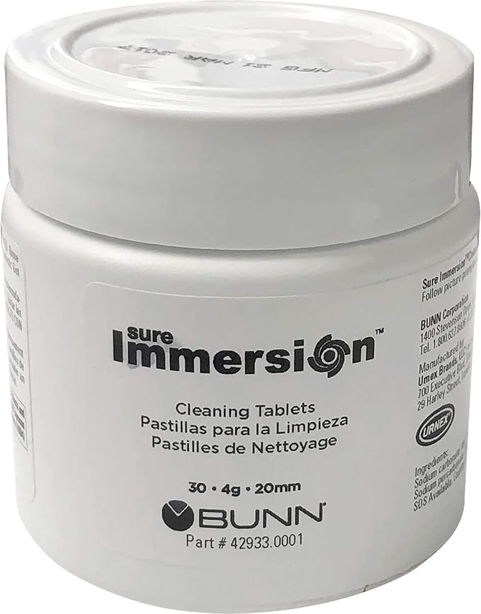 Bunn Tablet, Cleaning 1 Jar Sure Immersion