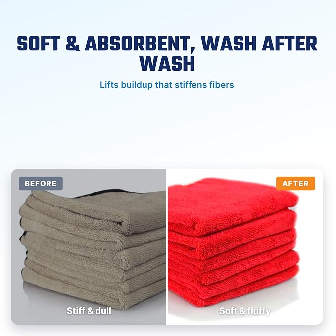 Chemical Guys Microfiber Wash Detergent, Concentrated, Fresh Citrus, 64 oz | Microfiber-safe concentrate for towels, mitts, and pads; lifts dirt, grease, and wax, restores softness, no softener needed