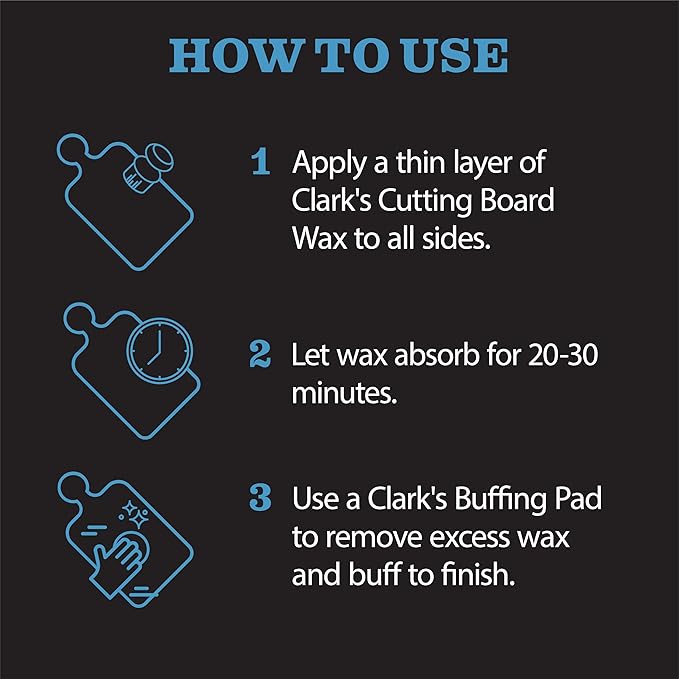 CLARK'S Cutting Board Care Kit with Coconut Oil - Includes Wax, Soap, Scrub Brush, Buffing Pad, and Applicator - for Kitchen Countertops, Butcher Blocks, Wooden Bowls and Utensils - Food Safe