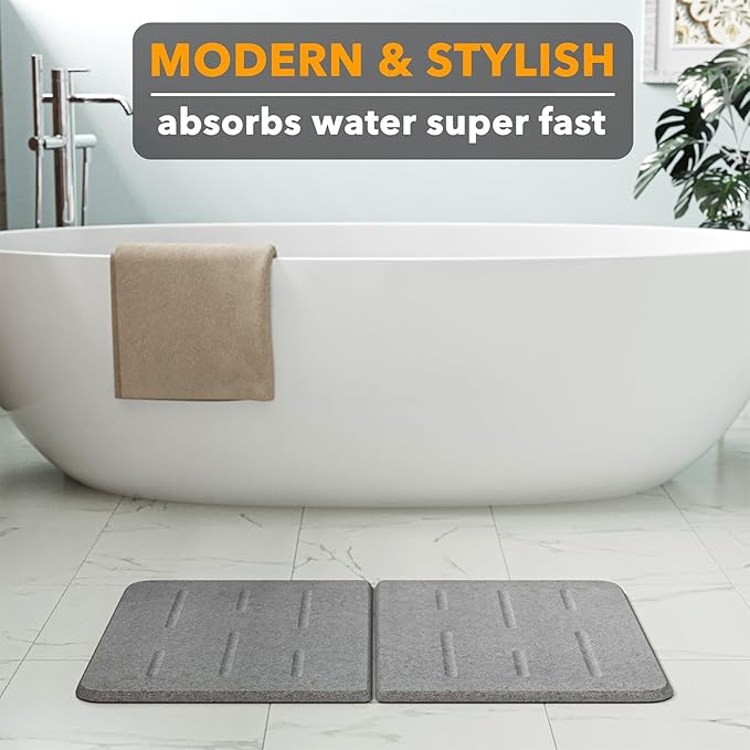 SpaceAid Instant Dry Sink Caddy Organizers with Bamboo Rack Soap Holder Dispenser Stone Bath Mat Drying Large Non Slip