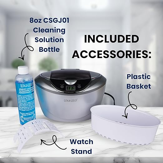 iSonic® Ultrasonic Jewelry Cleaner D2840 with Cleaning Solution Concentrate CSGJ01, 110V