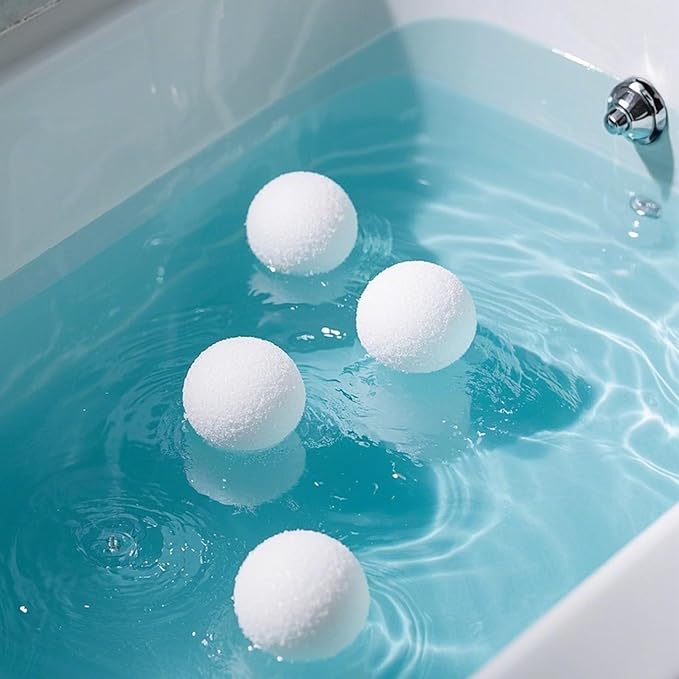 BOXOB 12pcs Sponge Scum Eliminating Ball, 2.95 Inch Spa Scumball Reusable Hot Tub Scum Absorber White Pool Absorbing Ball Scumbug Plunge Cleaning Tool for Bathtub Swimming Pool, Strong Adsorption