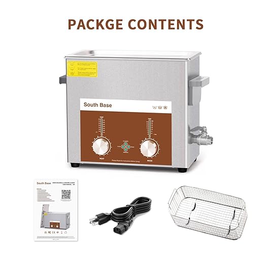 SOUTH BASE Ultrasonic Cleaner,6L 180W Stainless Steel Sonic Cleaner with Cleaning Basket,Timer&Heater,Encoded Ultrasonic Cleaning Machine for Cleaning Parts,Jewelry,Eyeglasses,Chain