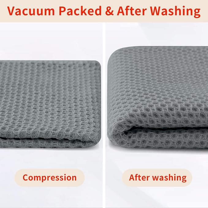 Homaxy 100% Cotton Waffle Weave Kitchen Dish Cloths, Ultra Soft Absorbent Quick Drying Dish Towels, 12 x 12 Inches, 18-Pack, Grey