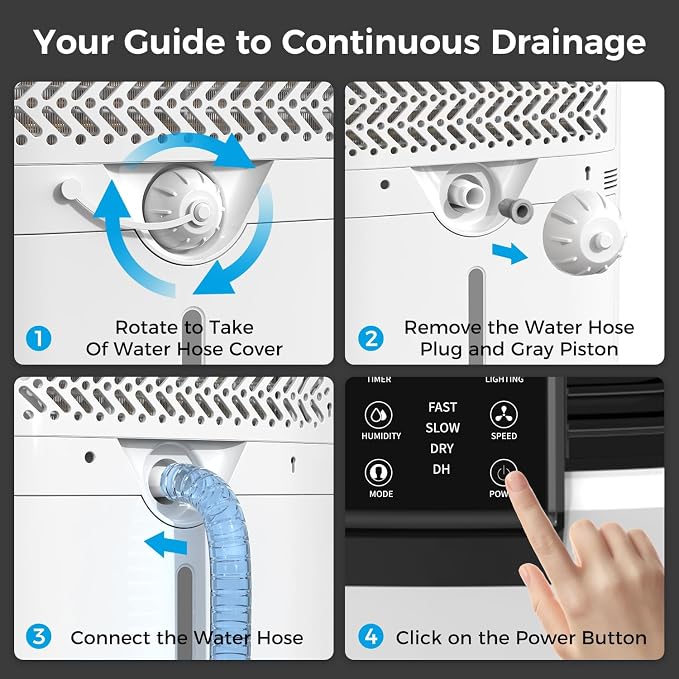 4000 sq.ft Dehumidifier for Basement, Trazico 45 Pint Dehumidifiers for Home with Drain Hose, Smart Humidity Control, 24H Timer, Auto Defrost, Ideal for Large Room, Bathroom, Bedroom, Garage, Black