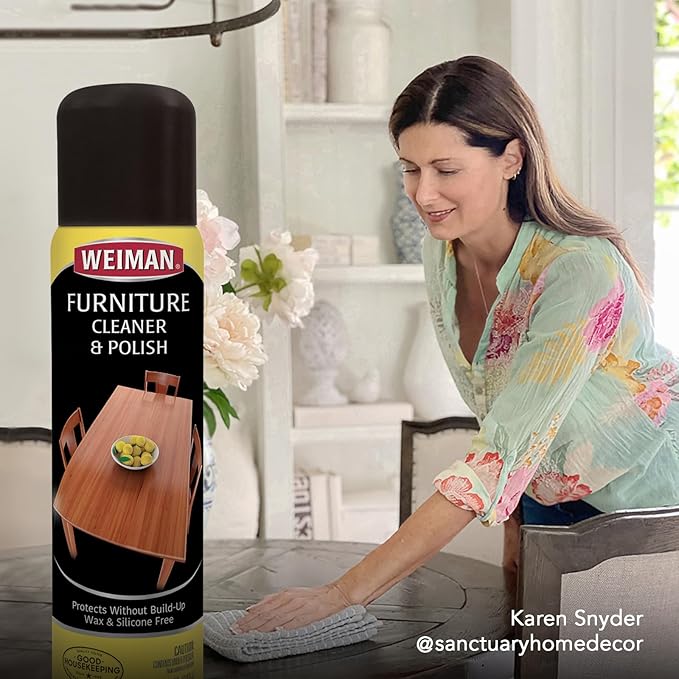 Weiman Wood Furniture Cleaner & Polish - Cleans, Shines & Protects Finished Wood Surfaces - 2 PACK with MicroFiber Cleaning Towel Included