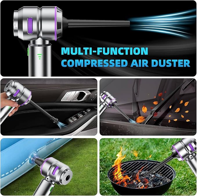Handheld Car Vacuum Cleaner and Air Duster,18000pa Suction,120W High Power Mini Vacuum 4-in-1 Compressed Air Duster & Air Blower & Pump Hand Held Vacuum with Brushless Motor for Car,Home,Pet