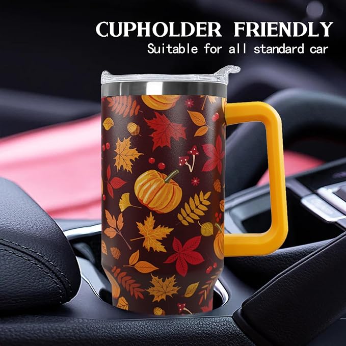 Ceovfoi 40 oz Fall Pumpkin Tumbler Insulated Stainless Tumbler, Autumn Travel Coffee Cup Water Bottle, Thanksgiving