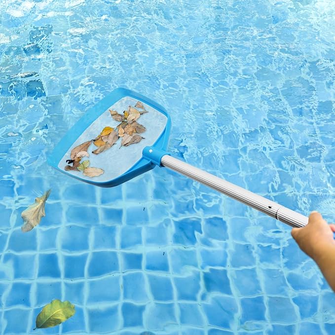 TidyMister 20'' 2-in-1 Heavy Duty Round Pool Brush with Fine Mesh Skimmer Net and 6 FT Poles