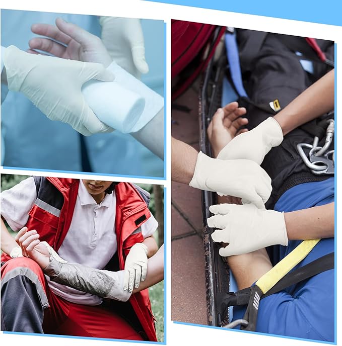 Chicingyou 50 Pairs Disposable Emergency Glove Individually Packaged Travel Gloves Travel Trauma Essential Nitrile Glove (White)