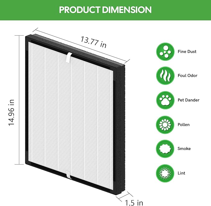 FLT5900 Replacement J Filter for AC5900WCA/AC5900WDLX Air Puri fiers, 1 True HEPA + 4 Carbon Filters
