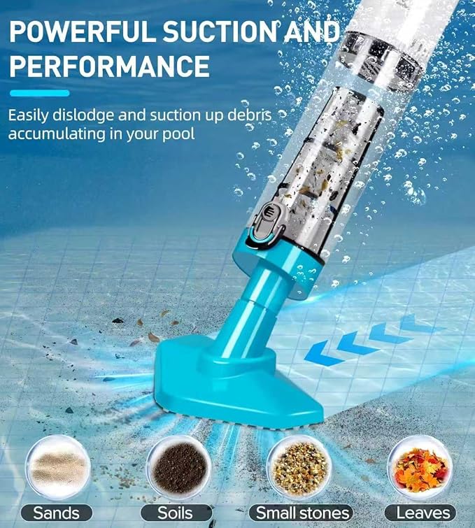 4-in-1 Cordless Rechargeable Small Pool Hot Tub Spa Pond Vacuum, Handheld Pool Cleaner Ideal for Spas, Hot Tubs Pond & Small Pools – 2026 New Model