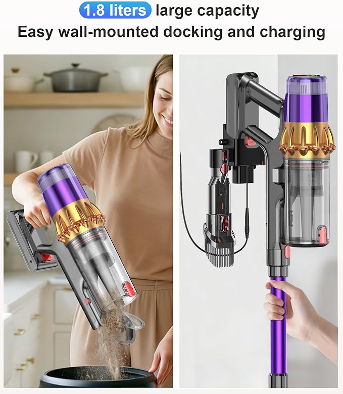 Cordless Vacuum Cleaner, 650W 55KPA 70Mins Anti-Tangle Wireless Vacuum,Rechargeable Vacuum with Green Light,Powerful Stick Vacuum for Home Carpet/Hardwood Floors,Purple