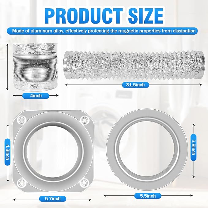 Magnetic Dryer Vent Connector Kit DV180, 4 Inch, 3.3 Ft