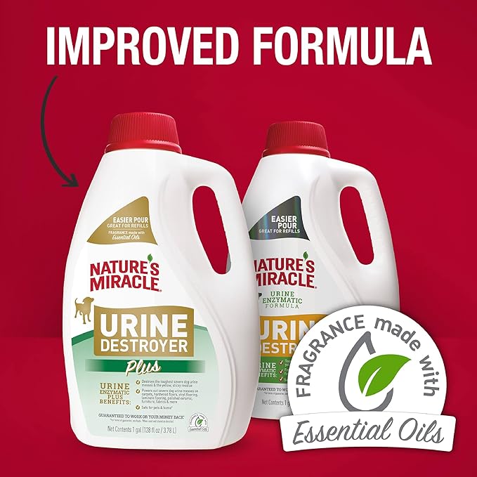 Nature’s Miracle Urine Destroyer Plus for Dogs, Enzymatic Formula Tough on Strong Dog Urine And The Yellow Sticky Residue, 1 Gal
