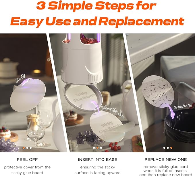 Fly Traps Indoor, Fruit Fly Trap for Home, Flying Insect Trap with Suction, Mosquito Traps Indoor & 10 Pcs Sticky Glue Boards, Gnat Traps for House Indoor
