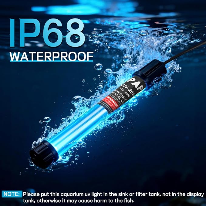 30W Pond UV Light for 200-2000 Gallon, Aquarium UV Water Clarifier for Koi Pond, Spas and Fish Tanks, Swimming Pools