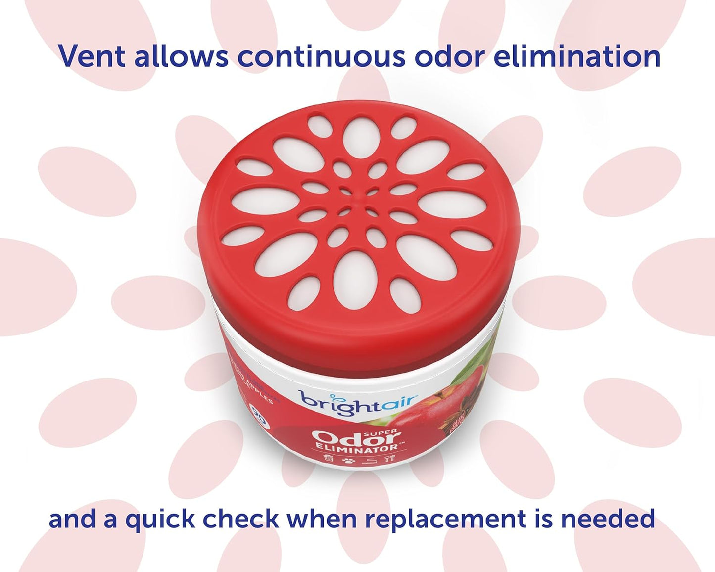 Bright Air 14 oz. Super Odor Eliminator, for Medium-Size Spaces, Fresh Apples & Spice Scent, Case of 6, Lasts Up to 90 Days Each