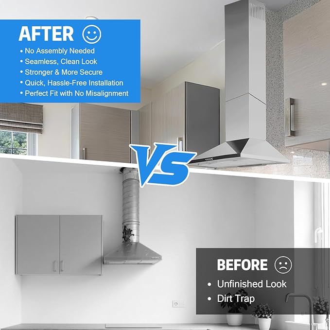 31.5" x 8" x 6.7" Range Hood Extension Fit for SNDOAS GD24 GD17, Upper Piece Stainless Steel Range Hood Chimney Extension for High Ceilings, Extend Ventilation Reach, Sleek Modern Design