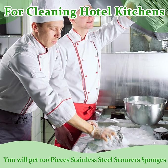 72 Pieces Stainless Steel Scrubber Bulk Steel Wool Scrubber Metal Sponge Wire Scouring Pad Heavy Duty Clean Dish Pot Pan and Oven for Kitchen, Bathrooms, and More