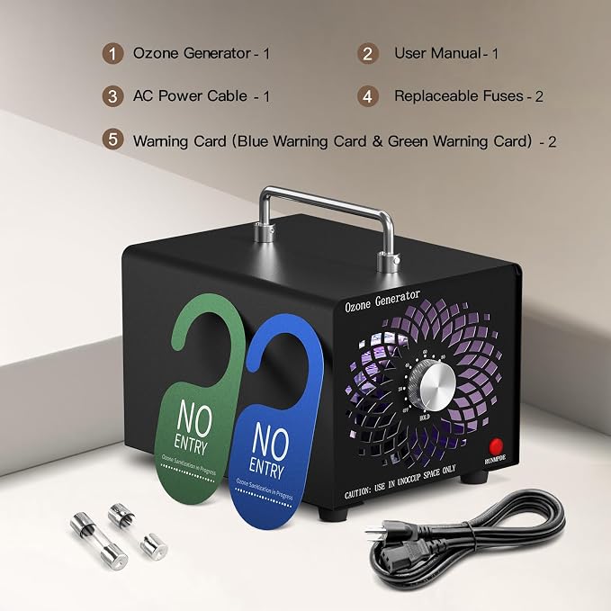 Ozone Generator 55000mg/h, High Capacity Ozone Machine Odor Removal Up to 6000 Sq.Ft, for Car/Home/Smoke/Pet Odor, Black
