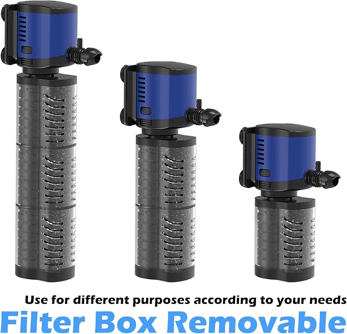 Aquarium Filter Powerful 260GPH for 35-75 Gallon Fish Tank Small Pond Fountain, Wave-maker Submersible Water Pump Turtle Tank Filter for Saltwater & Freshwater System