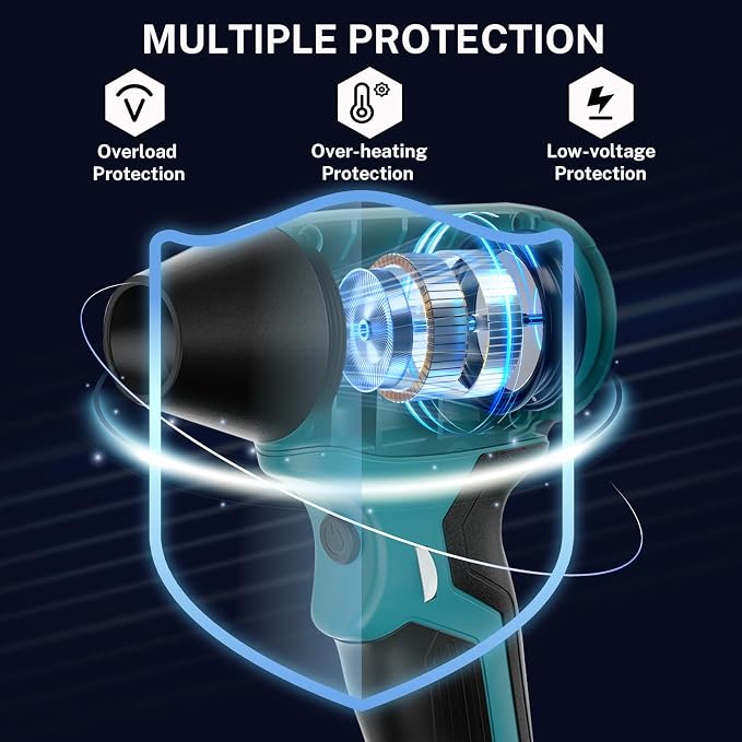 Cordless Dust Blower Compatible with Makita 18V Battery, Handhled Leaf Blower Electric Compressed Air Duster Turbo Jet Fan with Nozzles for Blowing Leaves and Dust(Battery Not Included)