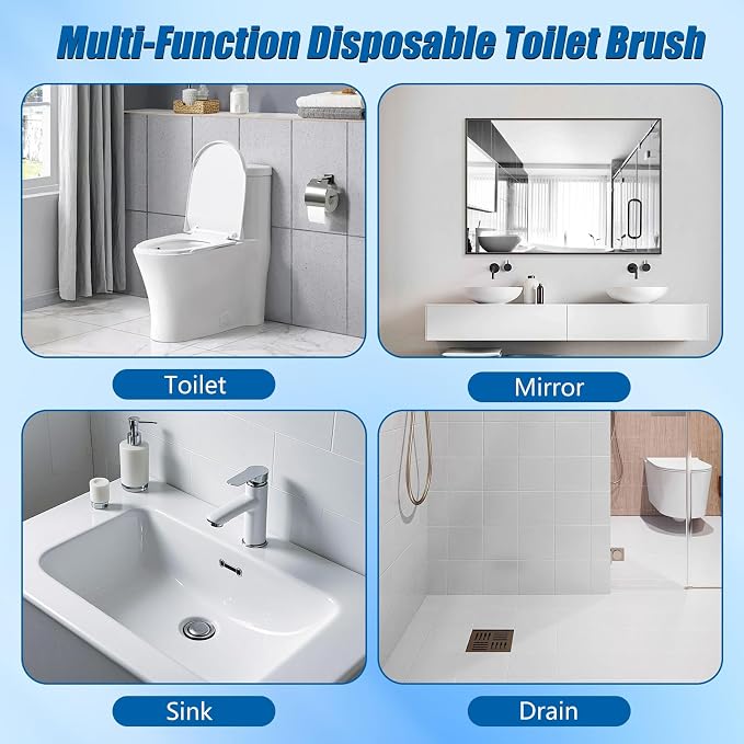 120 Count Disposable Toilet Brush Refills,Toilet Cleaner Refill Pads Disposable Toilet Cleaning System Prefilled Cleaning Fluid Sponge Heads for Toilet Bowl, Sink & Bathtub Cleaning
