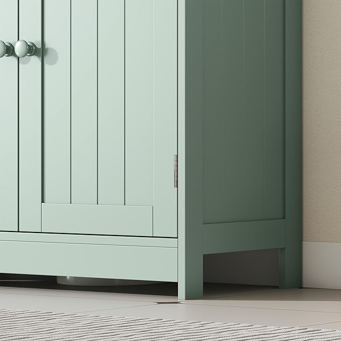 HOMCOM Under Sink Bathroom Cabinet, Pedestal Sink Storage Cabinet with 2 Doors, Shelf and U-Shape, Dark Green