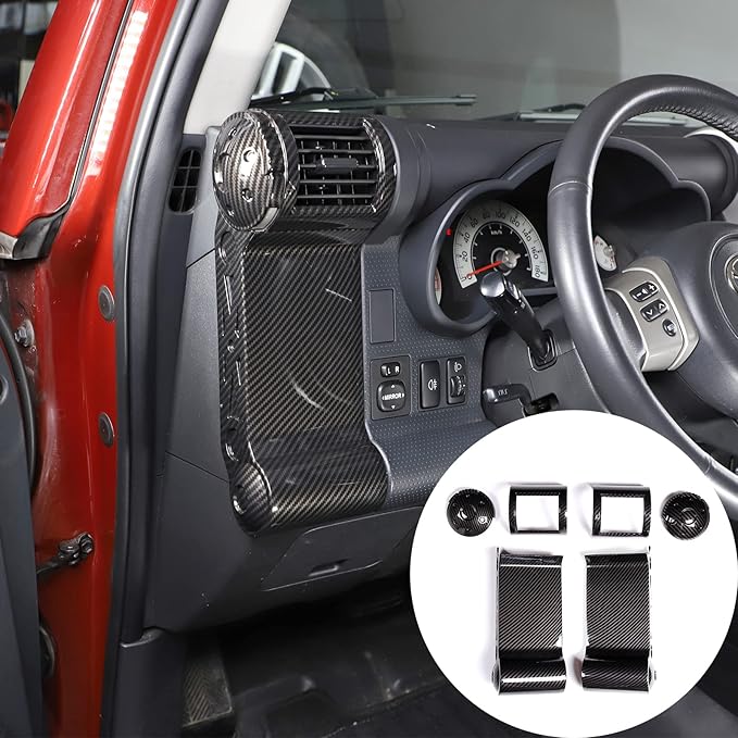 ABS Car Dashboard Side Air Outlet Frame Decorative Panel for Toyota FJ Cruiser (XJ10) 2007-2022 A/C Air Vent Kit Interior Accessories (ABS Carbon fiber)