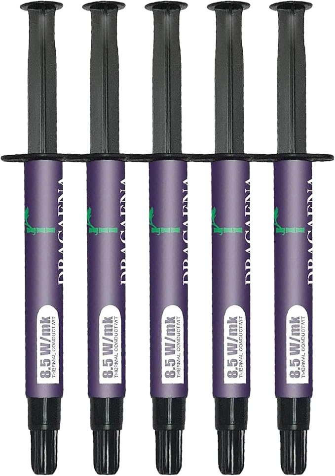 Dracaena.io 5-Pack Thermal Paste 4g Each, 8.5 W/mK Carbon-Based Thermal Compound for CPU GPU PS4 PS5 Xbox Laptop, Non-Conductive, Long Durability — CTG9