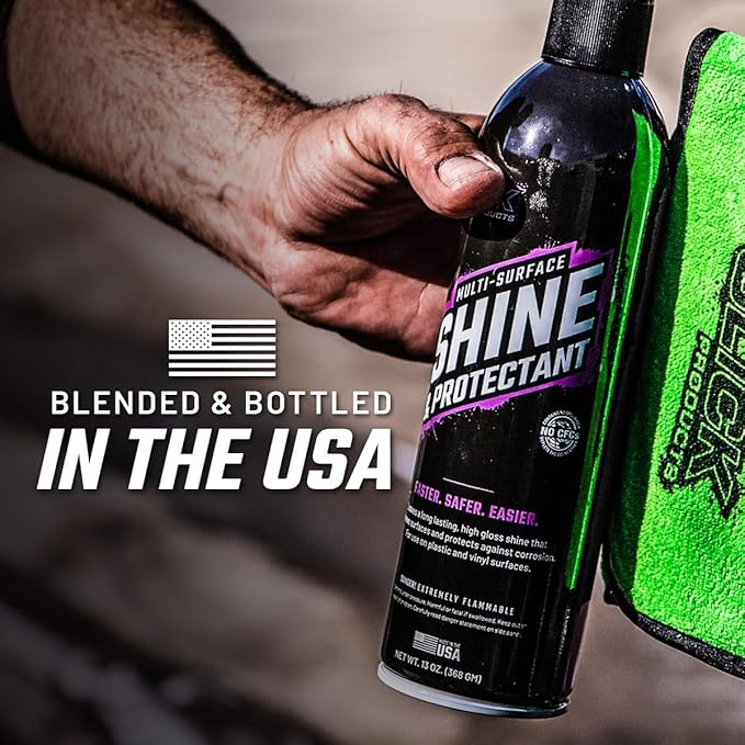 Slick Products Shine & Protectant Spray 17.35 FL OZ. - High Gloss Clear Coating Renew Vinyl, Plastic, Rubber, Trim, Tire, Car, Truck, Motorcycle, Dirt Bike (5-Pack)