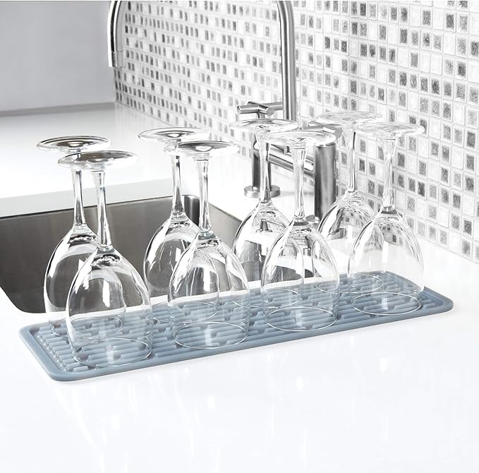 OXO Good Grips Silicone Stemware Drying Mat, Gray - Pack of 2