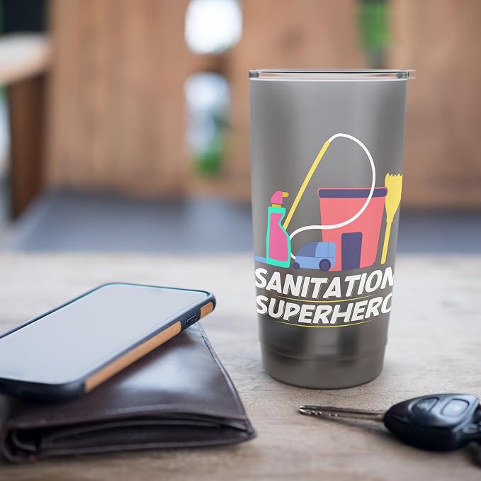 Sanitation Superhero Cleaning Stainless Steel Insulated Tumbler