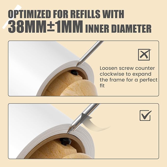 Flat Tear Lint Roller with Wooden Handle- 6.3 Inch Refills, 4 Rolls x 90 Sheets with Adjustable Tool | Pet Hair Remover for Furniture, Clothing | Ergonomic Grip, Straight-Tear Design