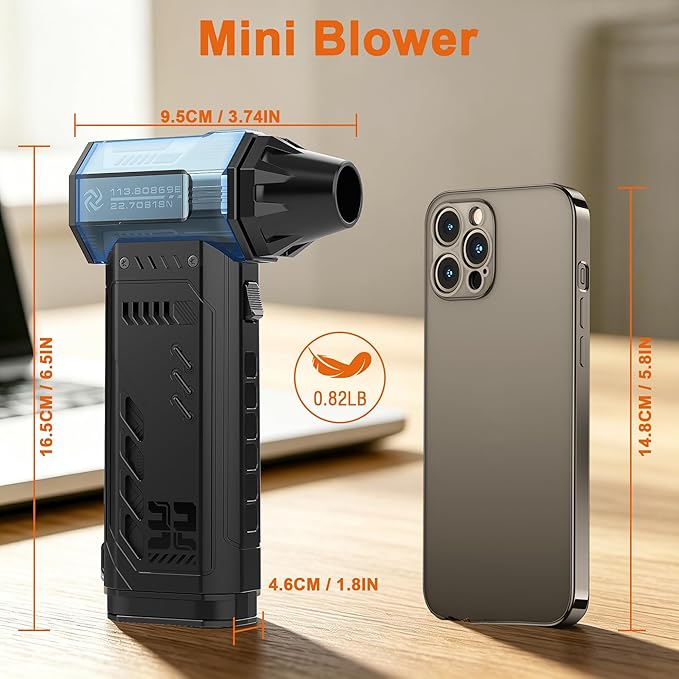Air Duster - 250,000RPM Compressed Air Duster, Replaceable Batteries 2pcs,Long Life-mini Blower, 3-Gear Adjustable- Electeic Air Duster for Keyboard,PCs,Leaves,Car Cleaning (2*Batteries)