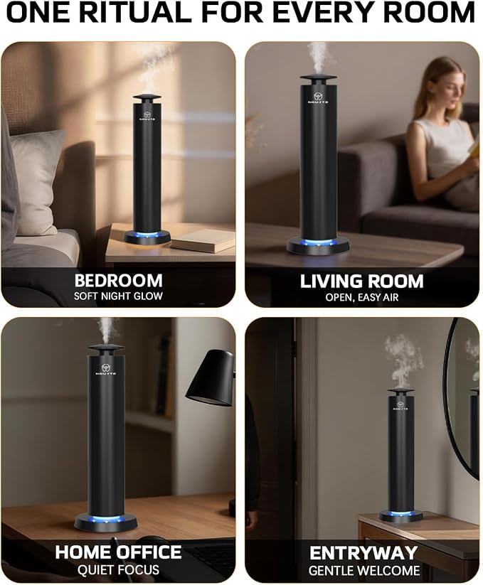 Wireless Waterless Diffuser, 1800Sq Ft Coverage,APP Control | Modes & LED Light, Quiet Rechargeable Portable Scent Diffuser for Home Office Camping (Black)