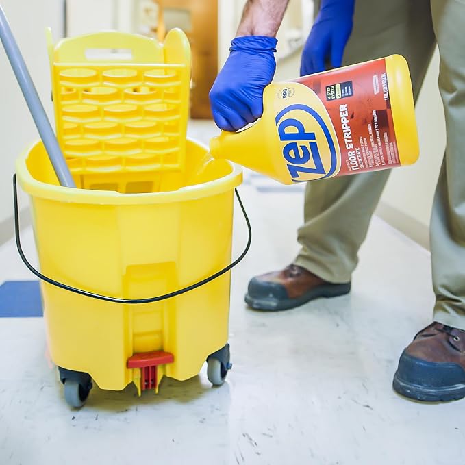ZEP ZULFFS5G 5GAL Zep Floor Stripper | Dissolves and Removes Polish and Heavy Buildup, Use on Vinyl (VCT), Concrete, Rubber, and No-Wax, 1 Pail