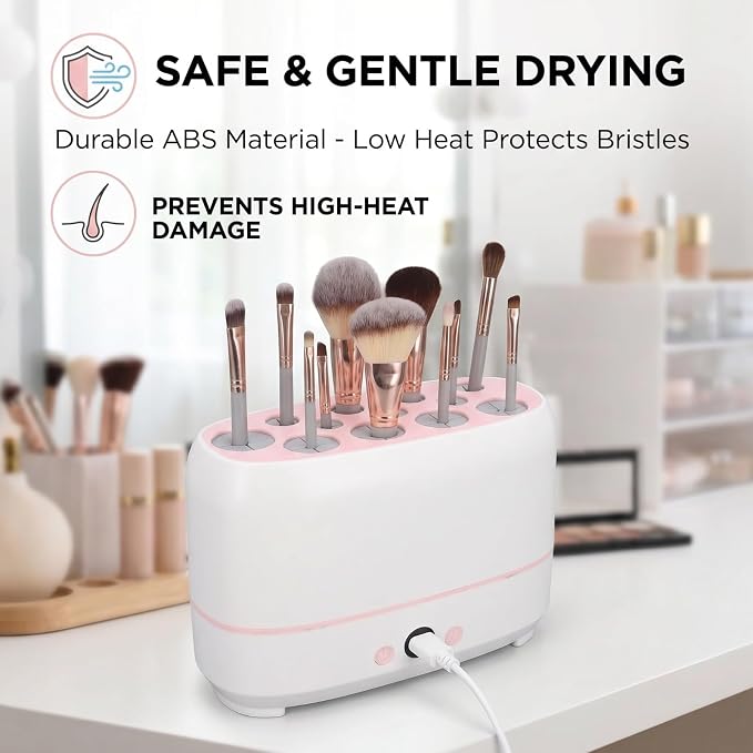 Electric Makeup Brush Dryer Machine 12 Holes Automatic Brush Cleaner and Drying Tool for Professional Salon and Home Use Quickly Drying Cosmetic Brush Cleaner Dryer