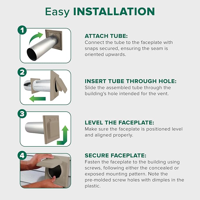 NO-PEST VENT, Exclusive Dual Door Dryer Vent Cover Outdoor 4 inch or Bathroom fan, Made in USA w Highest UV Resistant Plastic in any Outdoor Vent Cover (Woodstock Brown, 4 inch W/O Duct Tube)